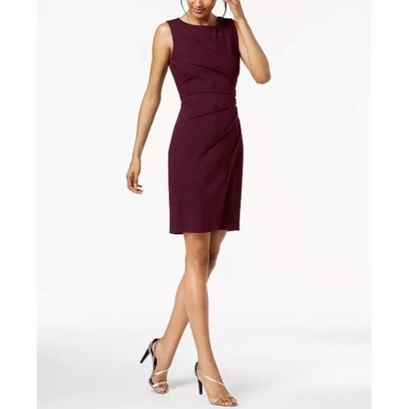 NWT Calvin Klein Women's Size 2 Purple Round-Neck Sleeveless Sheath Dress Work - Picture 5 of 13